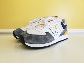 NEW BALANCE Men's 574 Split Sail Natural Indigo Sneakers (9D/10.5 Ws) White/Navy