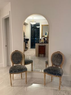 Large Arched Full-Length Gold Floor Mirror – 71” Tall