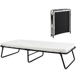 Rollaway Bed Folding Bed Frame with Memory Foam Mattress