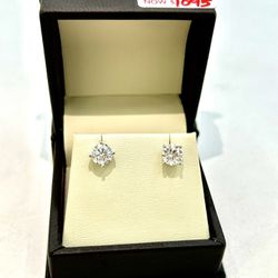 2CTW 14KT-WG VS Diamond Solitaire IGI Certified Earrings 