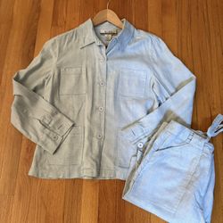 Nine & Company Blue Linen Two Piece Pant Set 