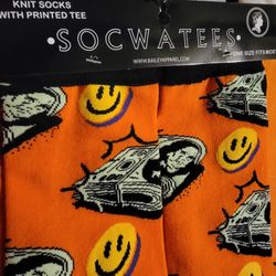SOCWATEES/Knit Socks W/Printed Tee/"Never Fold"/2XL