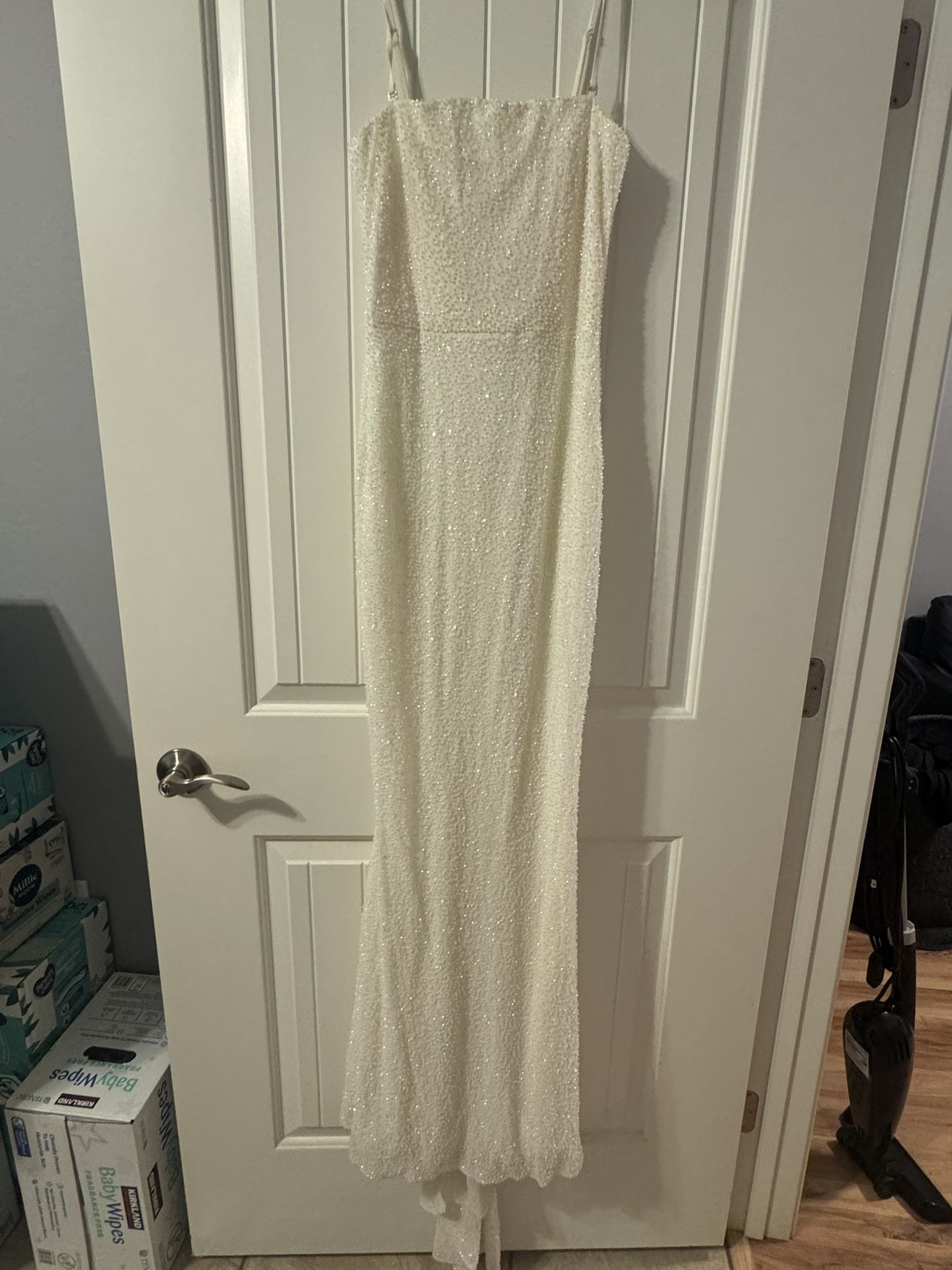 Off White Bedazzled Dress