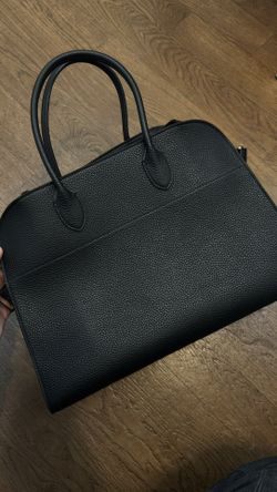 The Row Margaux 15 Authentic Black Leather Bag
