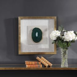 Keeva Gold/Green/White Agate Stone Shadow Box