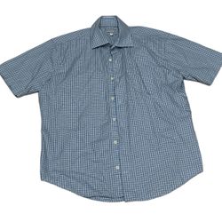 Peter Millar Men’s Blue Striped Short Sleeve Casual Button Up Size L