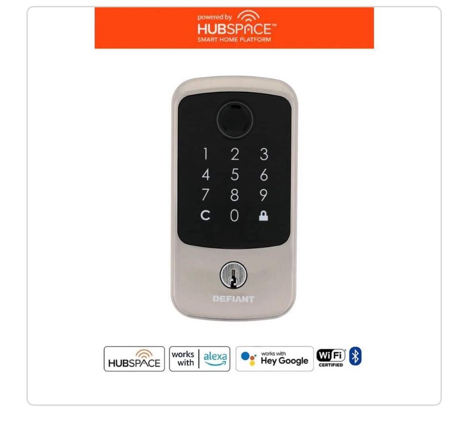 Defiant Smart Fingerprint Deadbolt Satin Nickel Home improvement