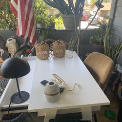 White Desk And Chair  Lamps Too “Very Chic”