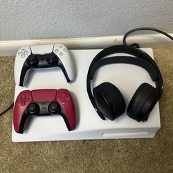 PS5, 2 controllers, headset