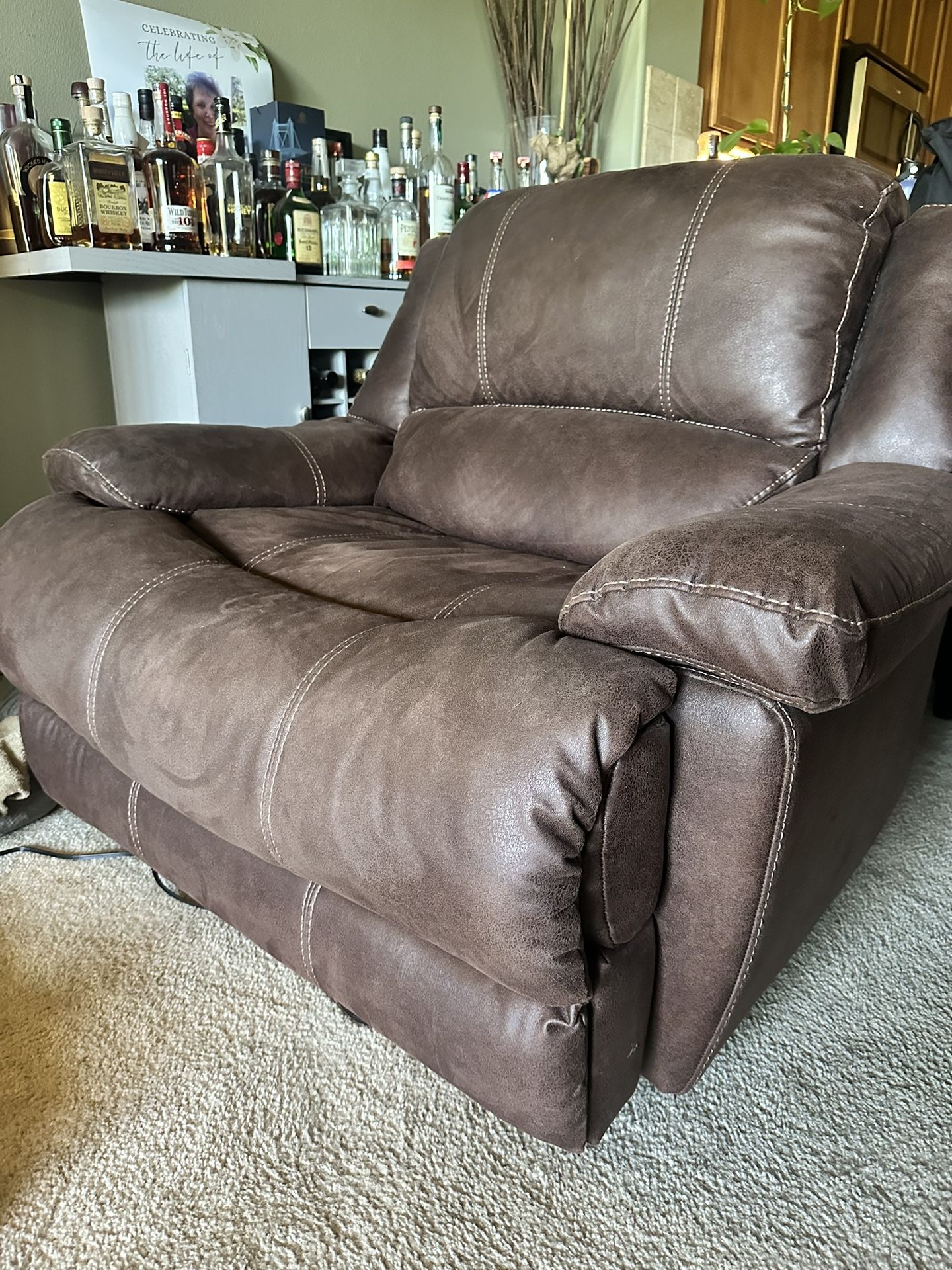 Recliner Electric Brown Microfiber