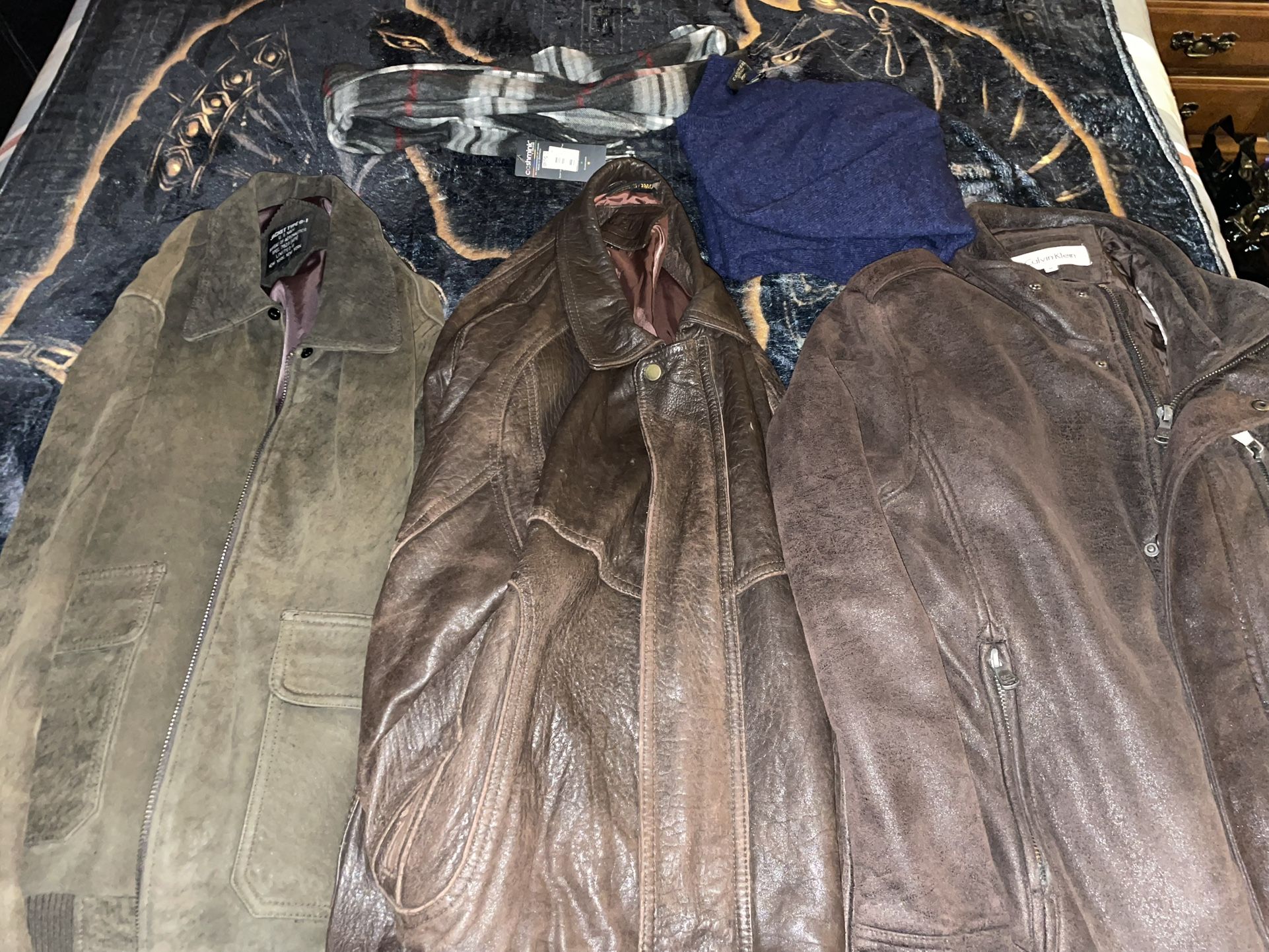 All 3 Leather Jackets And Cashmere Sweater And Scarf