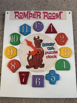 Vintage 1976 Scooby Doo Children’s Puzzle Clock Romper Room Hasbro Retro