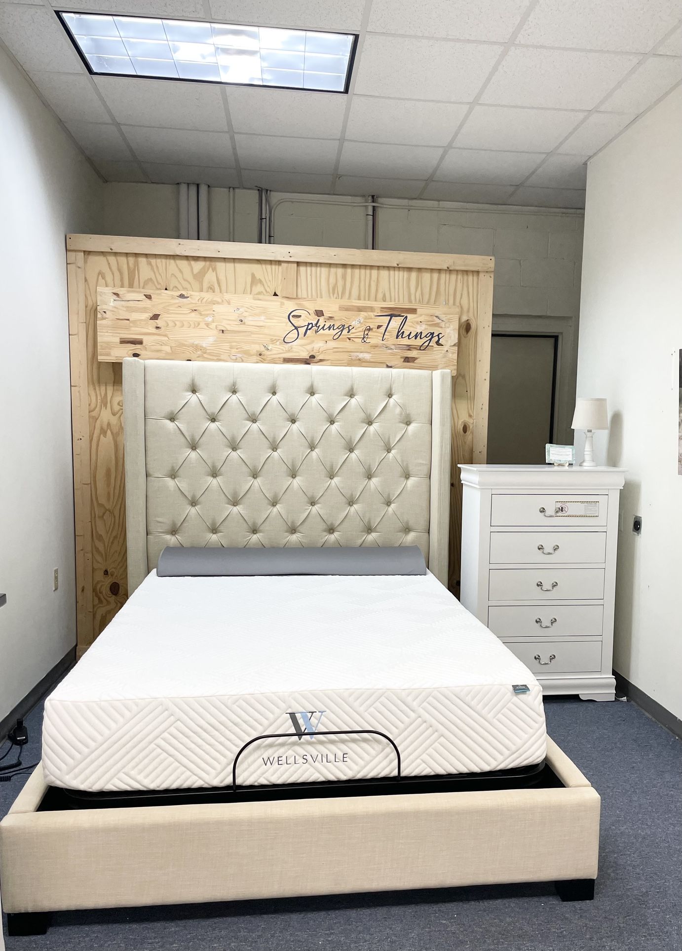 Final Markdown - Queen beige tufted Bedframe. Brand new.