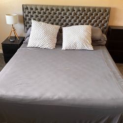 Grey Fabric Upholstered Cal king headboard 