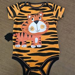 Funstuff Baby Boys Girls Short Sleeve Bodysuit Tiger Theme 12m