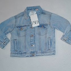 Zara SOFIA 🍓 Embroidered Baby Girl Denim Jean Jacket 