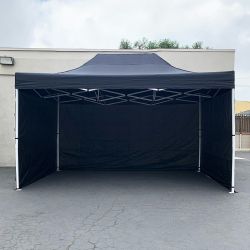 New in Box $180 Heavy Duty EZ Popup Canopy 10x15’ with (3 Sidewalls) Outdoor Gazebo, Carry Bag (2 Colors)