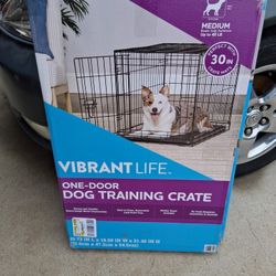 Vibrant Life Wire Dog Crate, Double-Door, Divider and Leak-Proof Tray, Metal, Foldable, Durable, Black, 30" See Pics for Sizes...asking $35.00