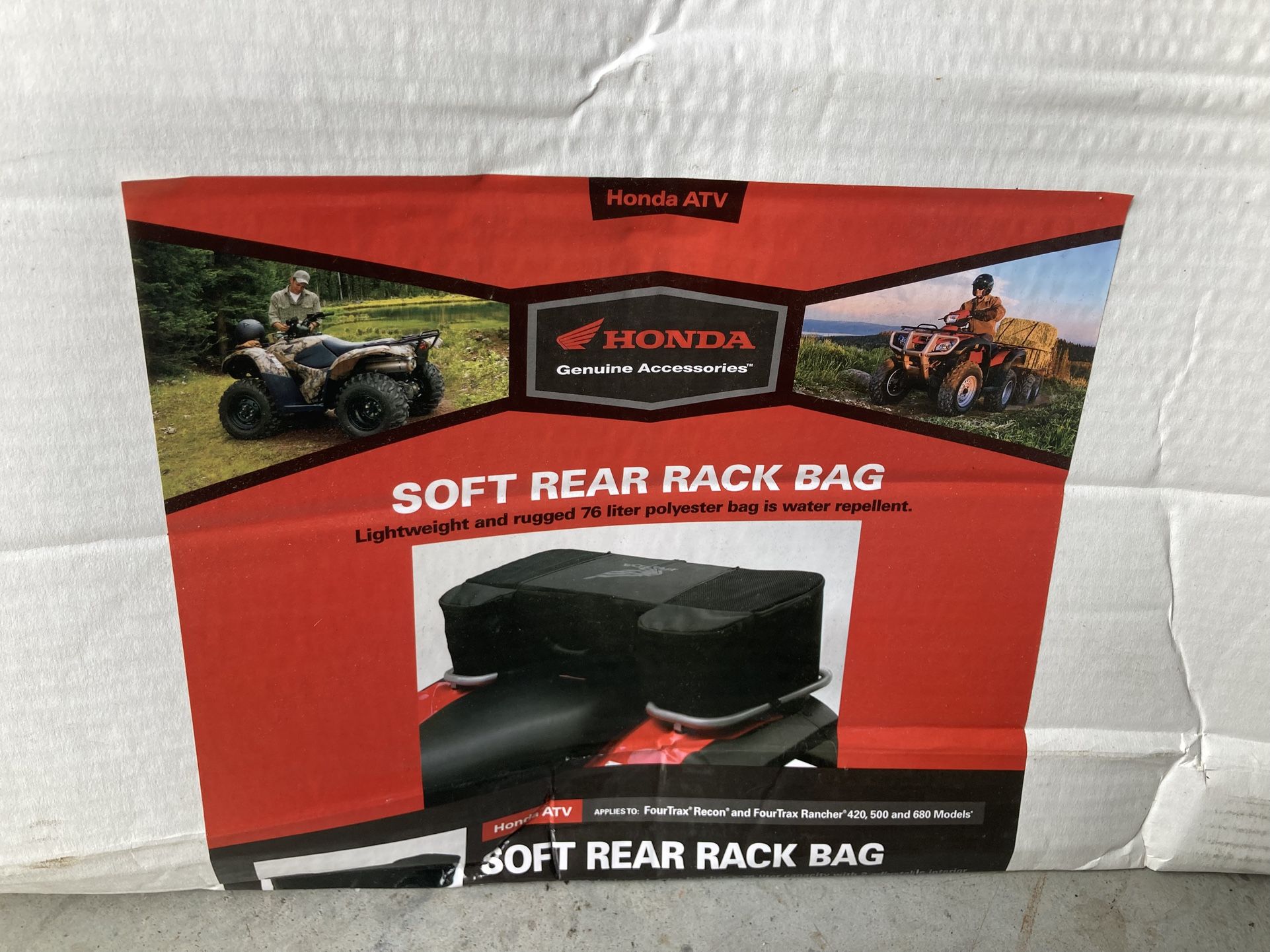 Honda ATV soft rear rack bag Brand New $100