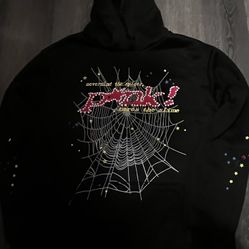 Sp5der Black Pink Hoodie. Size L