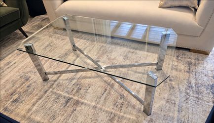 Modern Chrome & Glass Living Room Set-7 pieces