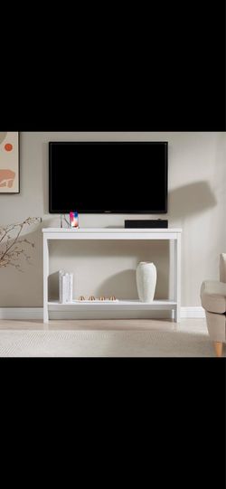 Narrow Sofa Table Outlet USB Port Behind Couch Skinny Console Charging Station Thin Long Slim Entryway Living Dining Room Hallway Entry Hall Bed WHITE