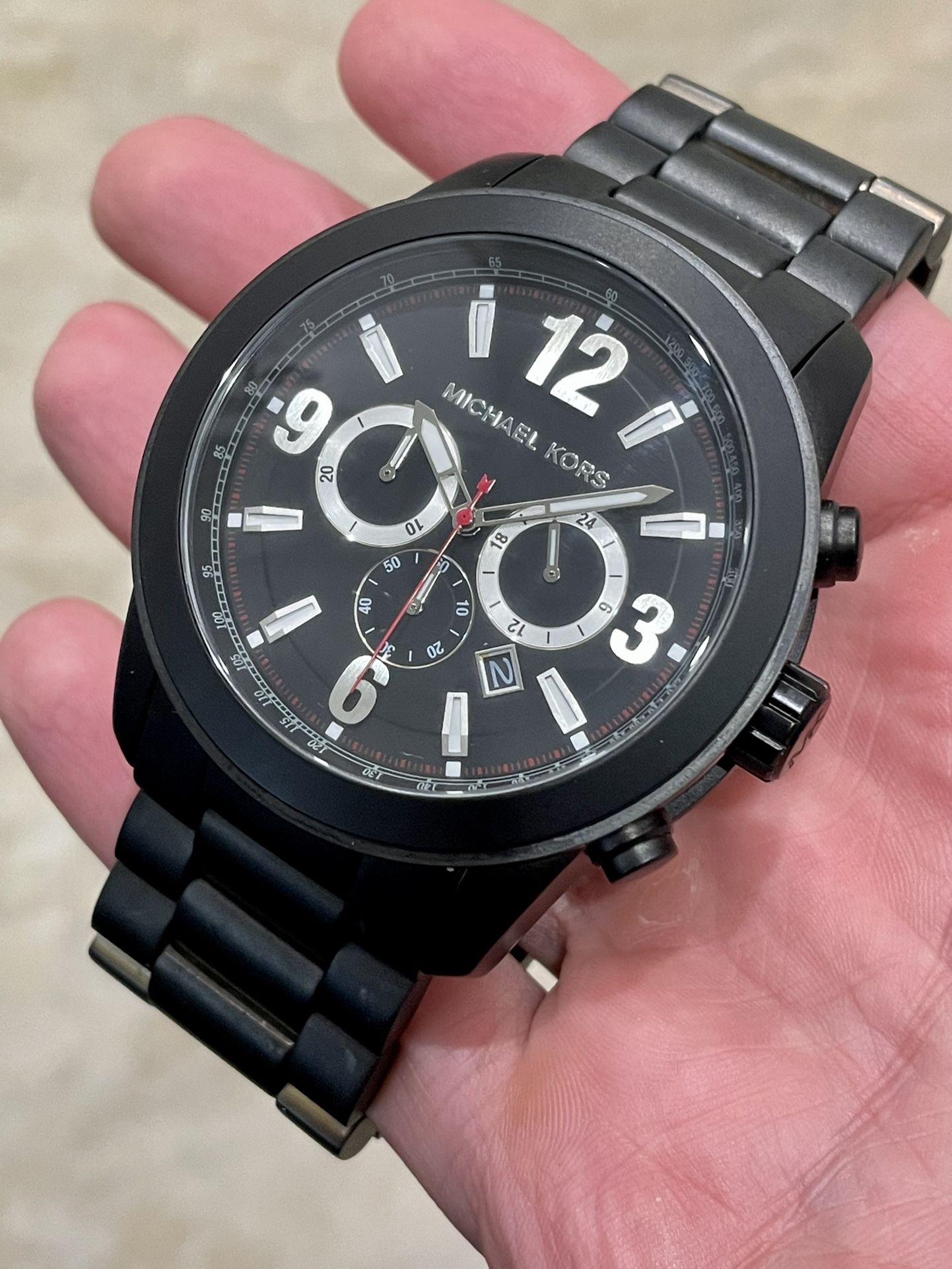 Authentic Michael Kors Large Mens Watch Black Matte Rare Watch