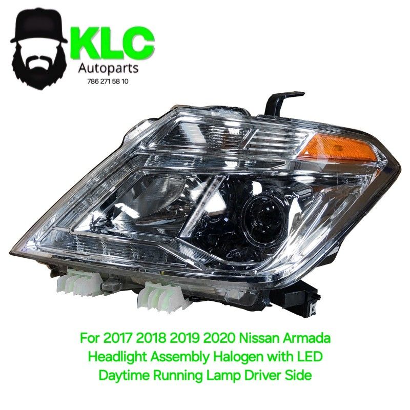 For 2017 2018 2019 2020 Nissan Armada Headlight Assembly Halogen with LED Daytime Running Lamp Driver Side