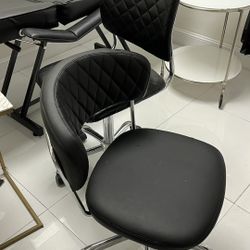 Black Pleather Quilted Rolling Chairs