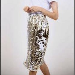 White/gold Sequin Skirt