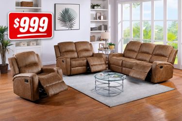 Brown Camel - Sofa reclining 3pcs.🛋️📦🆕