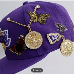 1/2pcs Coin Pendant Golden Rhinestones Baseball Cap Decorative Pin, Hat Chain Pins