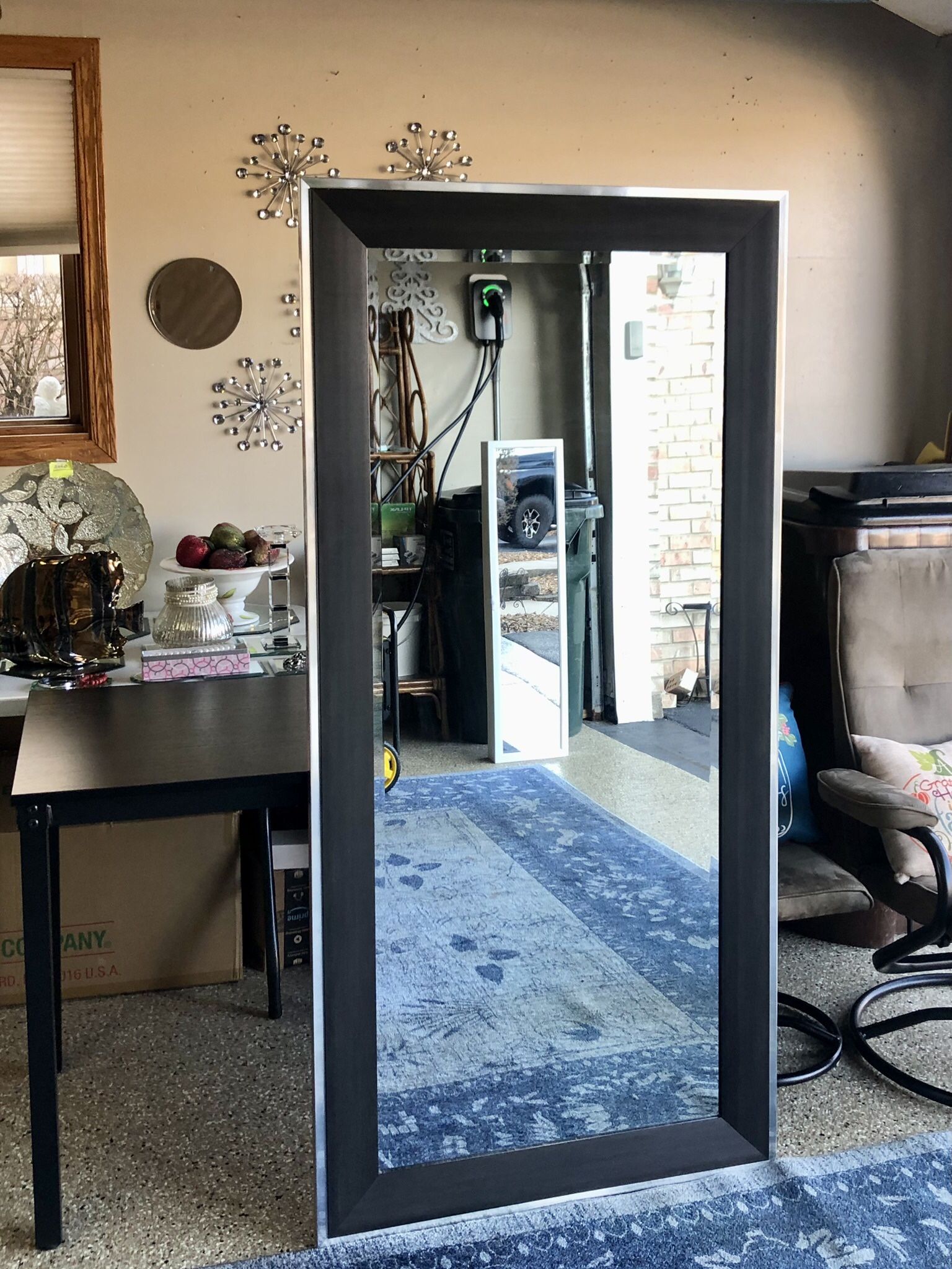 Very Large Espresso Mirror with Silver Trim! 65x32