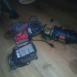 Milwaukee sander Ryobi grinder and Ryobi extra battery and battery charger