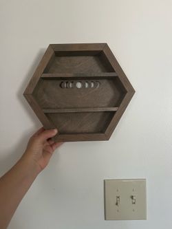 Wooden hexagon floating shelve