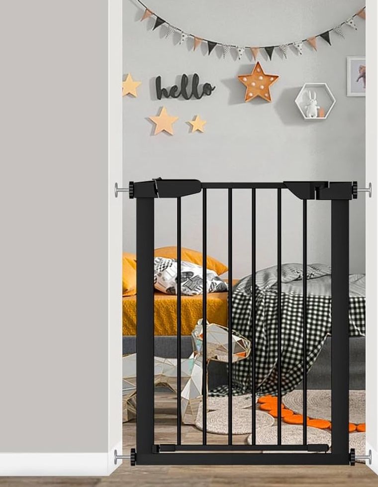 Fairy Baby 22.8"-25.5" Narrow Baby Gate for Stair, Pressure Mounted Auto-Close Pet Gate for Small Walk Thru and Doorways, Safety Child Gate No Drillin
