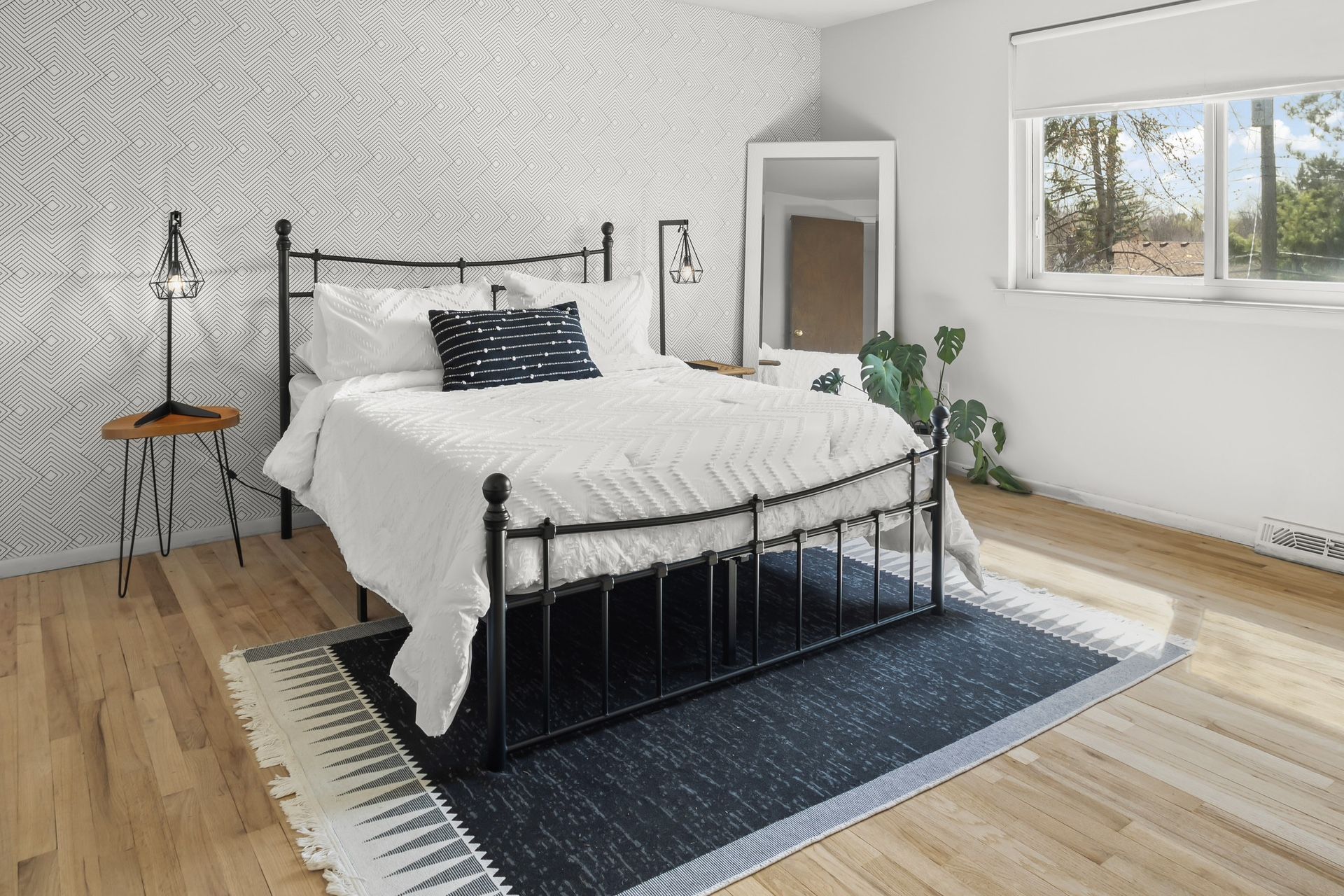 Full-Sized Metal Bed Frame And Foam Mattress
