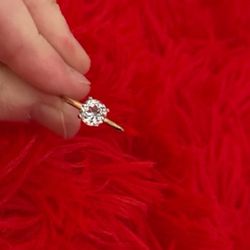 Moissanite Solitaire Wedding engagement Ring 14k gold