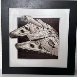 Star Wars Millennium Falcon 3D Reflective Picture Black Wood Frame