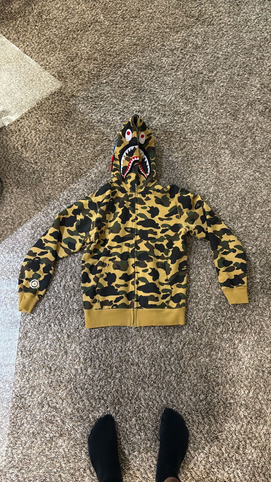 BAPE Shark Full Zip Hoodie 1st Camo Yellow