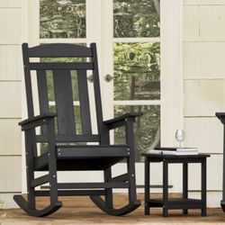 Black HDPS Rocking Chair With Side Table