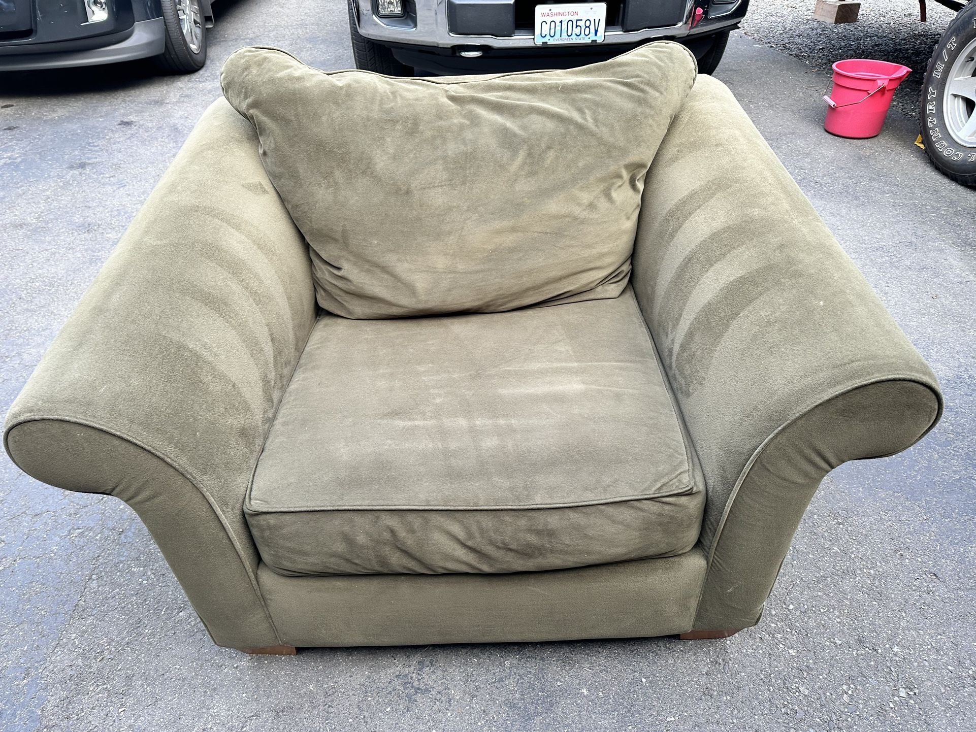 Oversized Olive Green, Microfiber Lounge Chair