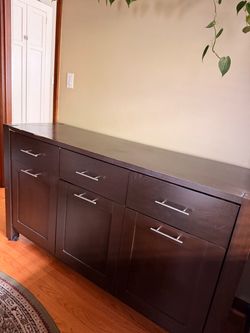 Dark Brown Wood Sideboard Buffet Cabinet
