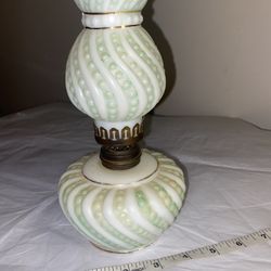 Vintage green Milk Glass Oil Lamp