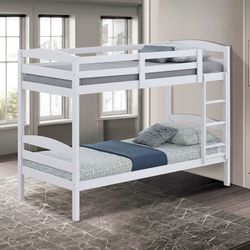 Twin Bunk Bed White|Brown|Gray