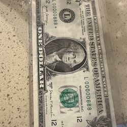 2017 1 Dollar Bill 00000888 Star Note