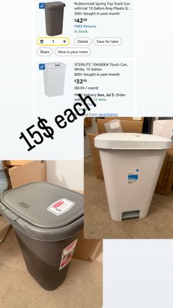 Trash Can with Lid 13 Gallon Gray Plastic Garbage Bin for Home/Kitchen/Office/Garage Wastebasket – Lift-Open Kitchen Black Trash Can 13 Gallon, Large 