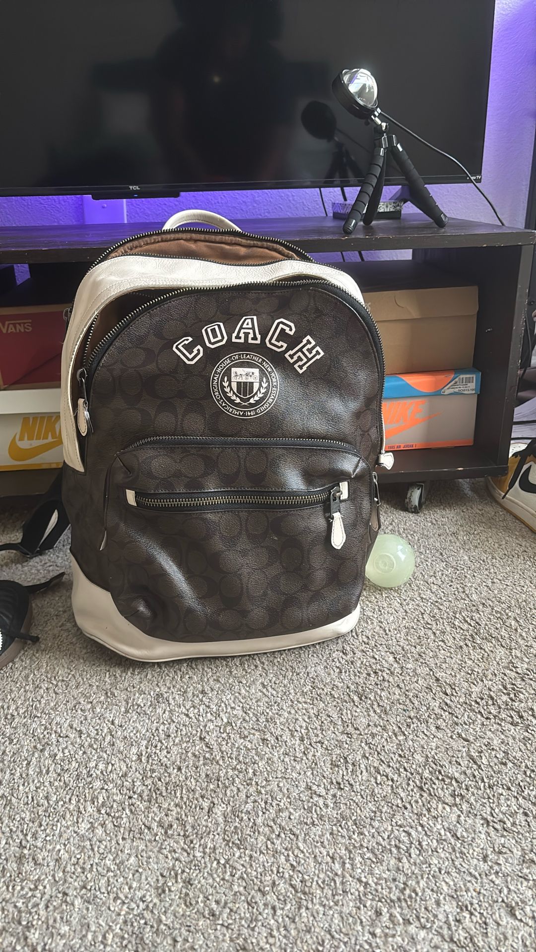 Coach backpack (Cream and Brown) *leather*