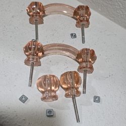 Clear Faceted Glass Drawer Pull Central Handle Art Deco Antique Aesthetic VTG