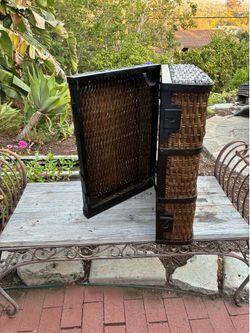 Vintage Wicker Trunk with Metal Hardware